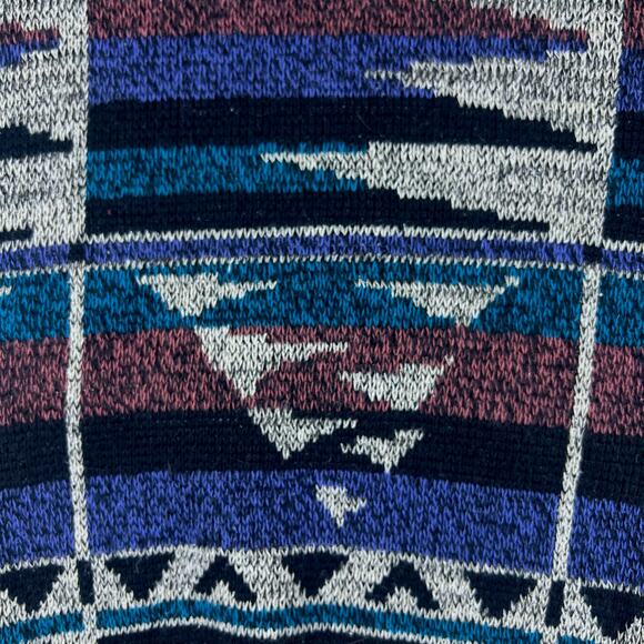Vintage 90s Abstract Geometric Sweater M Seinfeld Style Coogi Era Statement Knit - Picture 6 of 8